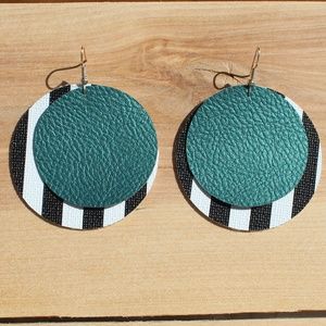 Circle faux leather earrings.